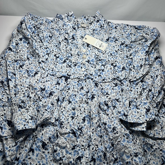 Francesca 3/4 Sleeve Floral Top Ruffle Buttons XL - Picture 4 of 5